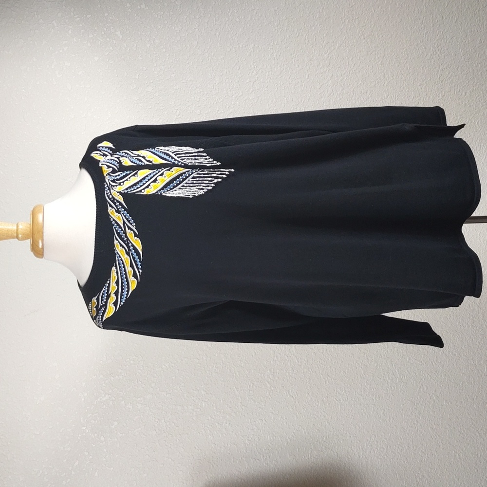 Bob Mackie Wearable Art Sweater Size XL Black Yellow